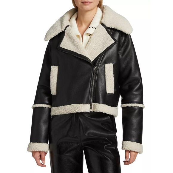 En Saison Chrisley Faux Leather Moto Jacket in Black - Picture 2 of 4